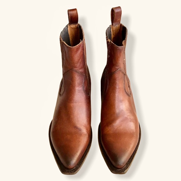 Frye Sacha Chelsea Cognac Leather Ankle Booties - Picture 13 of 16